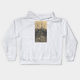 Old tree and stream with a ferry Kids Hoodie